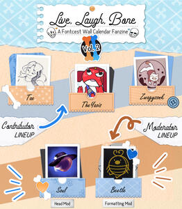 Page 3 of the Contributor Lineup with Tae, TheYaois, and Zwagyzonk. Also featuring Soul (Head Mod) and Beetle (Formatting Mod)